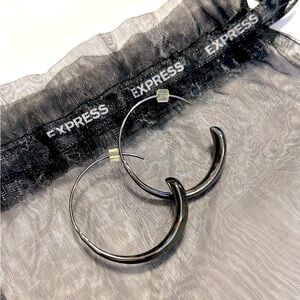 Express Gunmetal Open Hoop Threader Earrings